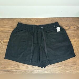 New Gap Pull-On Linen Blend Shorts Size M in Black